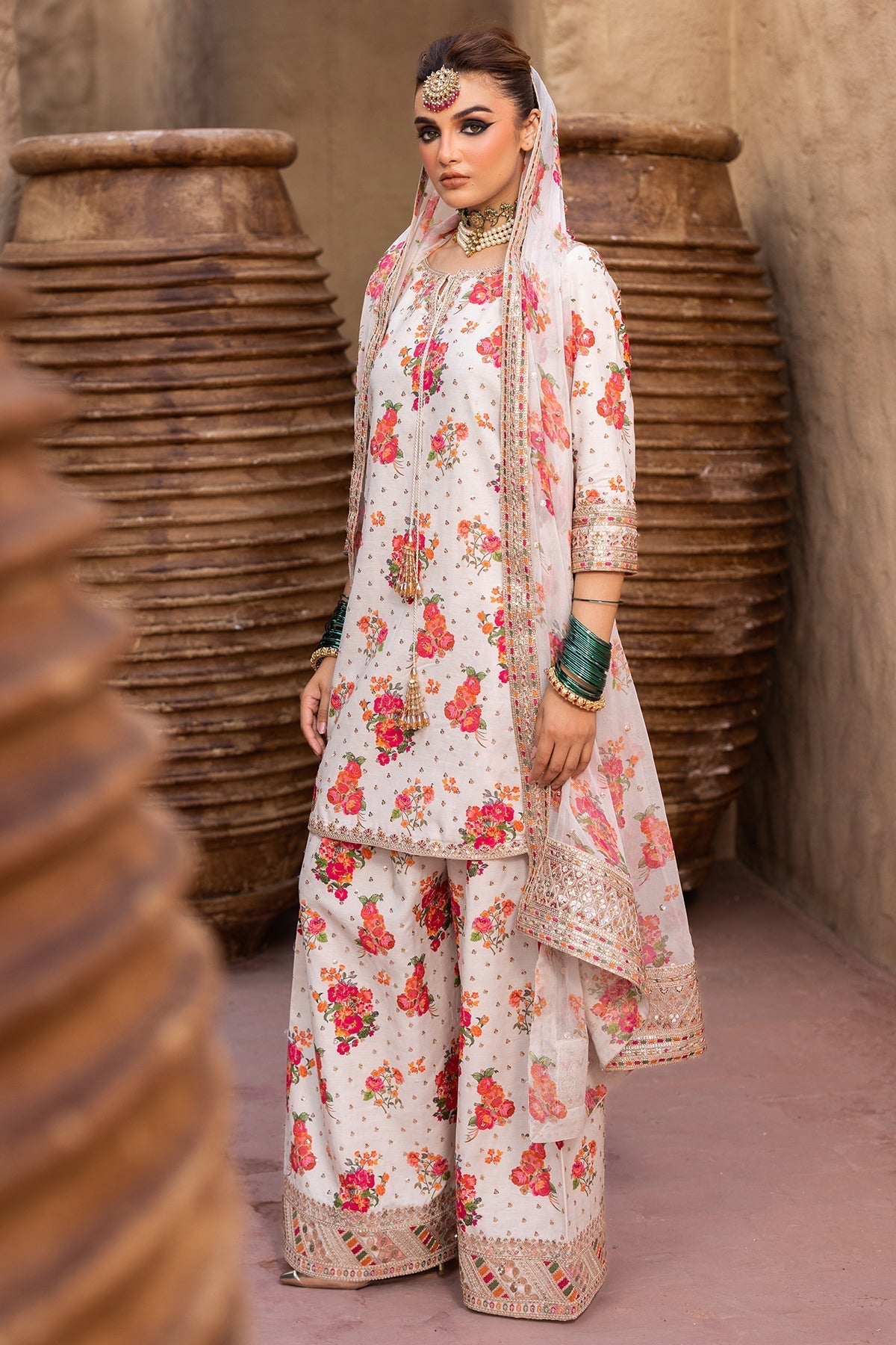 3 Piece - Charizma Digital Printed Shamoz Silk Suit with Digital Printed Shamoz Silk Dupatta (Unstitched)