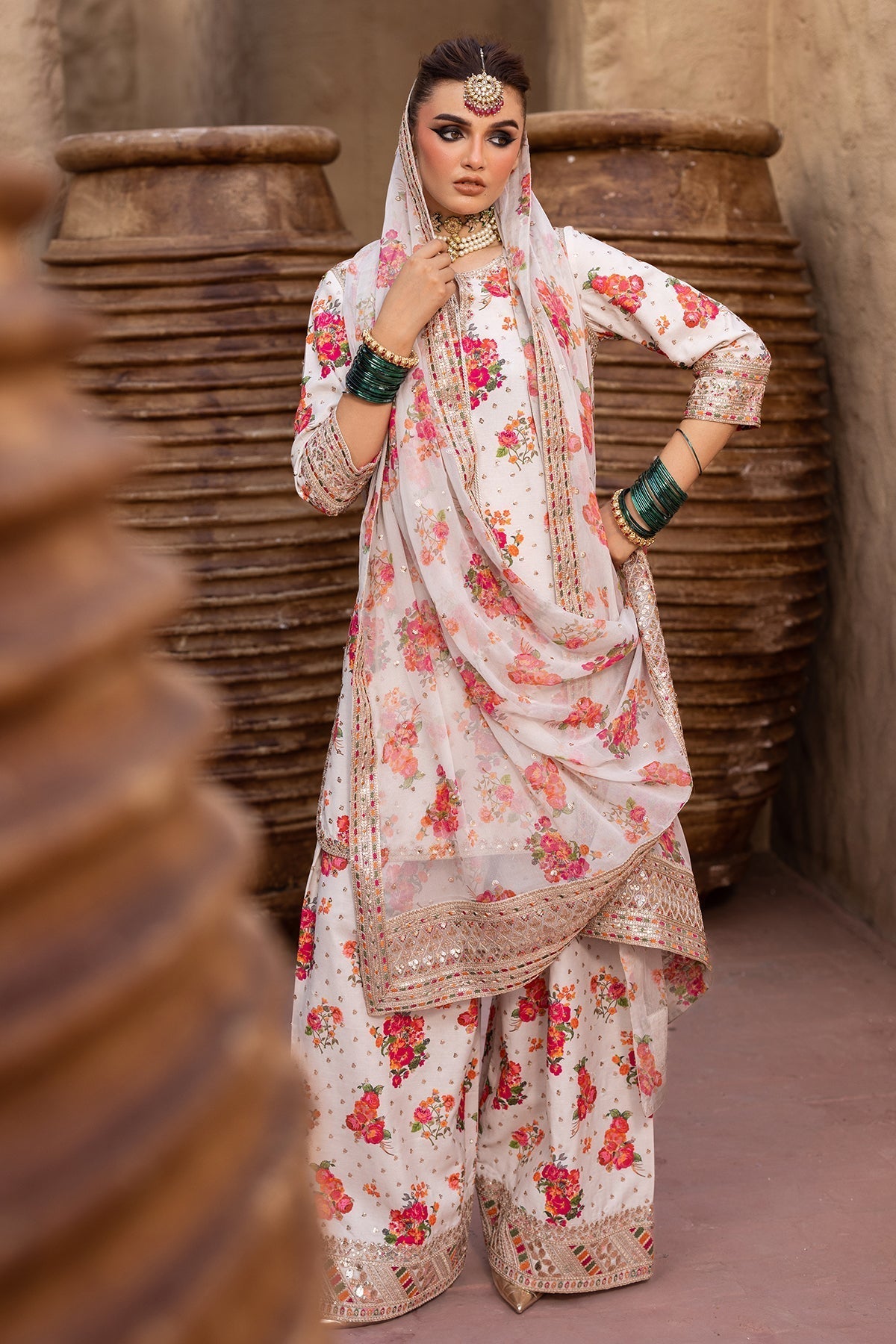 3 Piece - Charizma Digital Printed Shamoz Silk Suit with Digital Printed Shamoz Silk Dupatta (Unstitched)