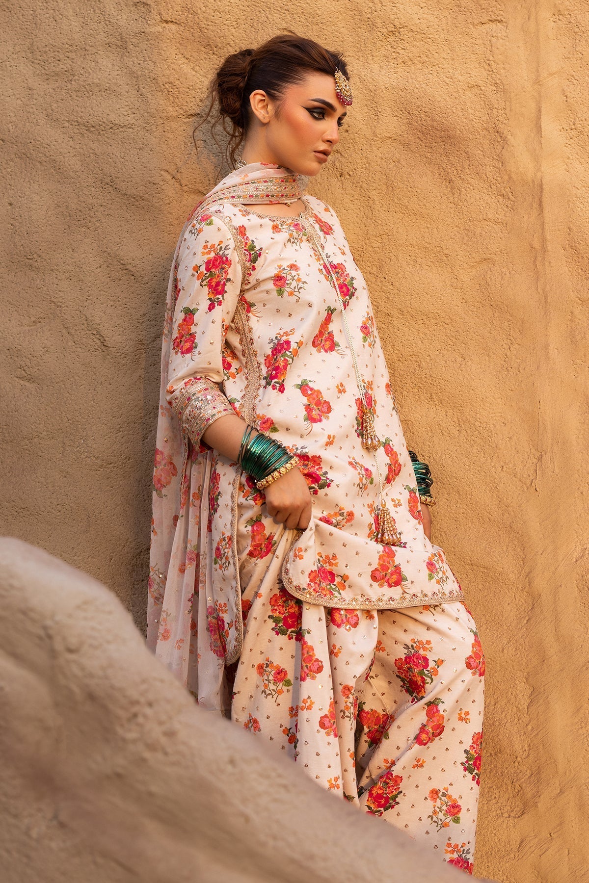 3 Piece - Charizma Digital Printed Shamoz Silk Suit with Digital Printed Shamoz Silk Dupatta (Unstitched)