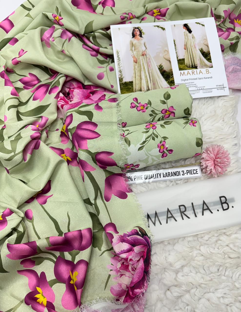 3 Piece - Karandi Digital Printed Suit with Digital Print Karandi Dupatta (Unstitched)