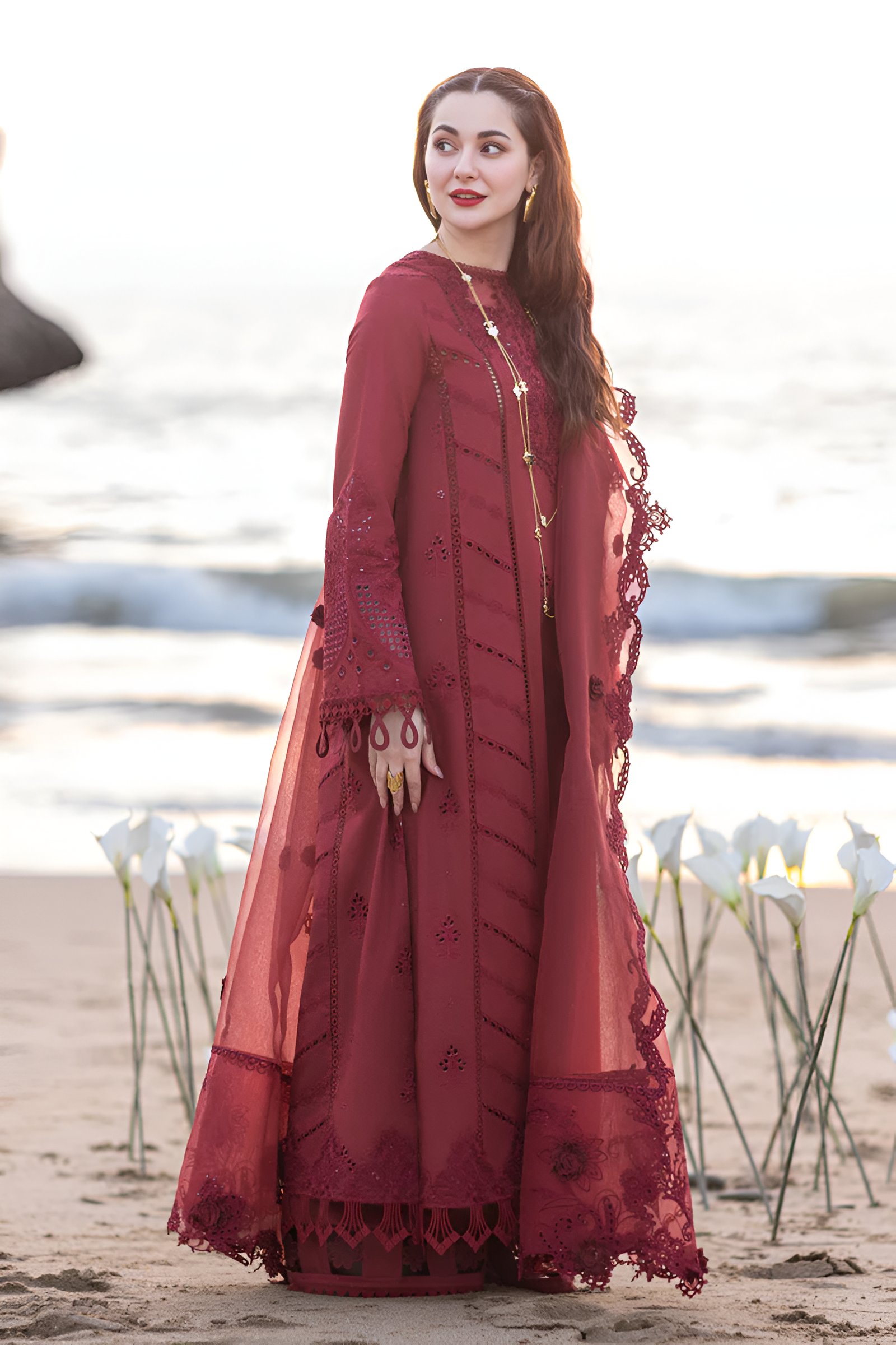 3 Piece - Dhanak Embroidered Suit with Dhanak Embroidered Shawl (Unstitched)