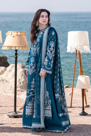 3 Piece - Qalamkar Dhanak Embroidered Suit with Heavy Embroidered Shawl (Unstitched)