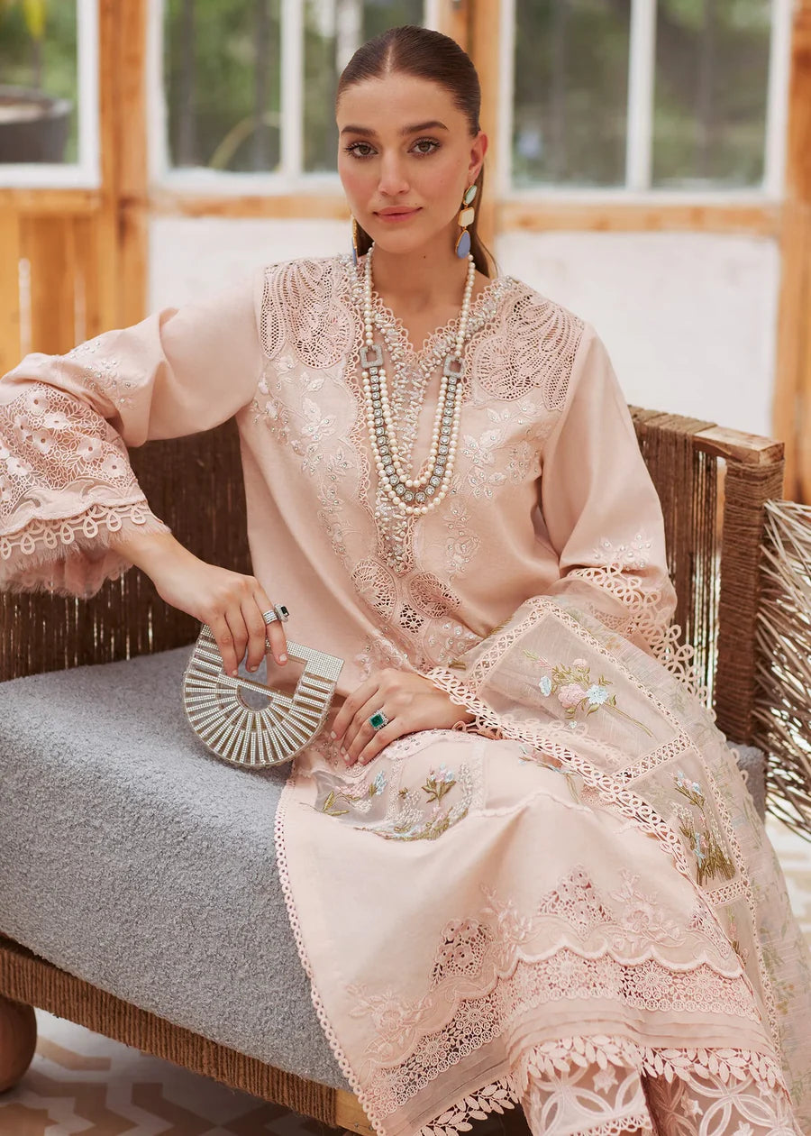 3 Piece - Crimson Dhanak Full Heavy Embroidered Suit with Wool Shawl with 4-Side Lace Border (Unstitched)
