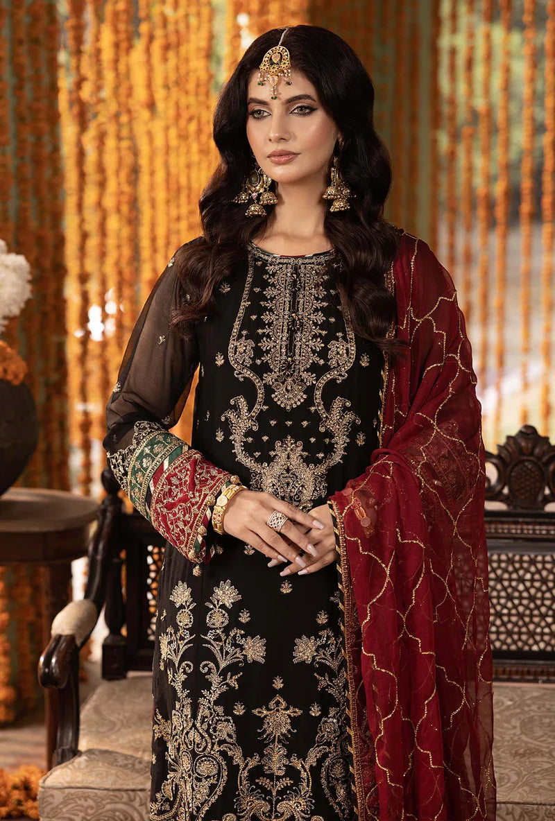 3 Piece -Chiffon Full Heavy Embroidered Suit with Embroidered Chiffon Dupatta (Unstitched)