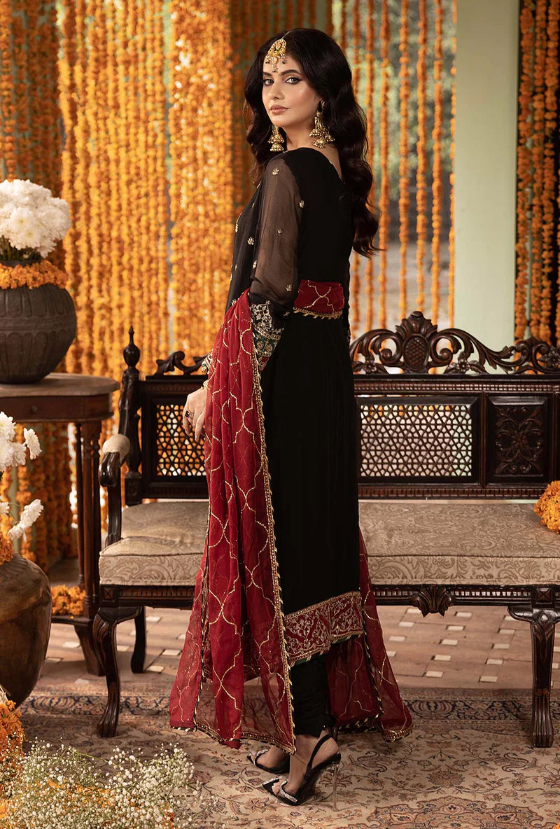 3 Piece -Chiffon Full Heavy Embroidered Suit with Embroidered Chiffon Dupatta (Unstitched)