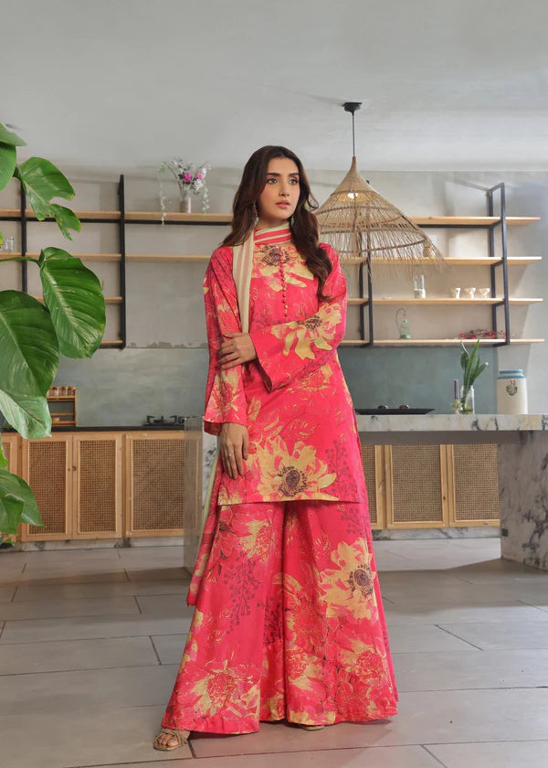 3 Piece - Khaddar Digital Printed Suit with Digital Printed Khaddar Dupatta (Unstitched)