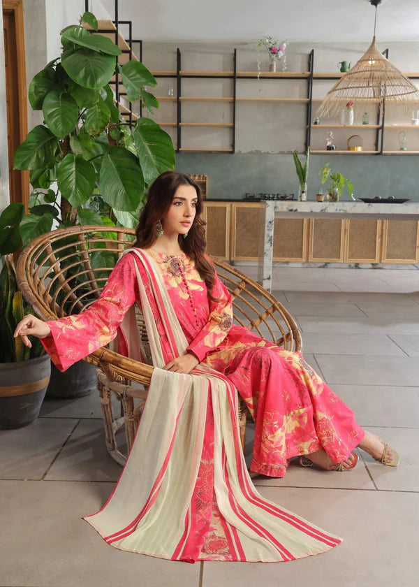 3 Piece - Khaddar Digital Printed Suit with Digital Printed Khaddar Dupatta (Unstitched)
