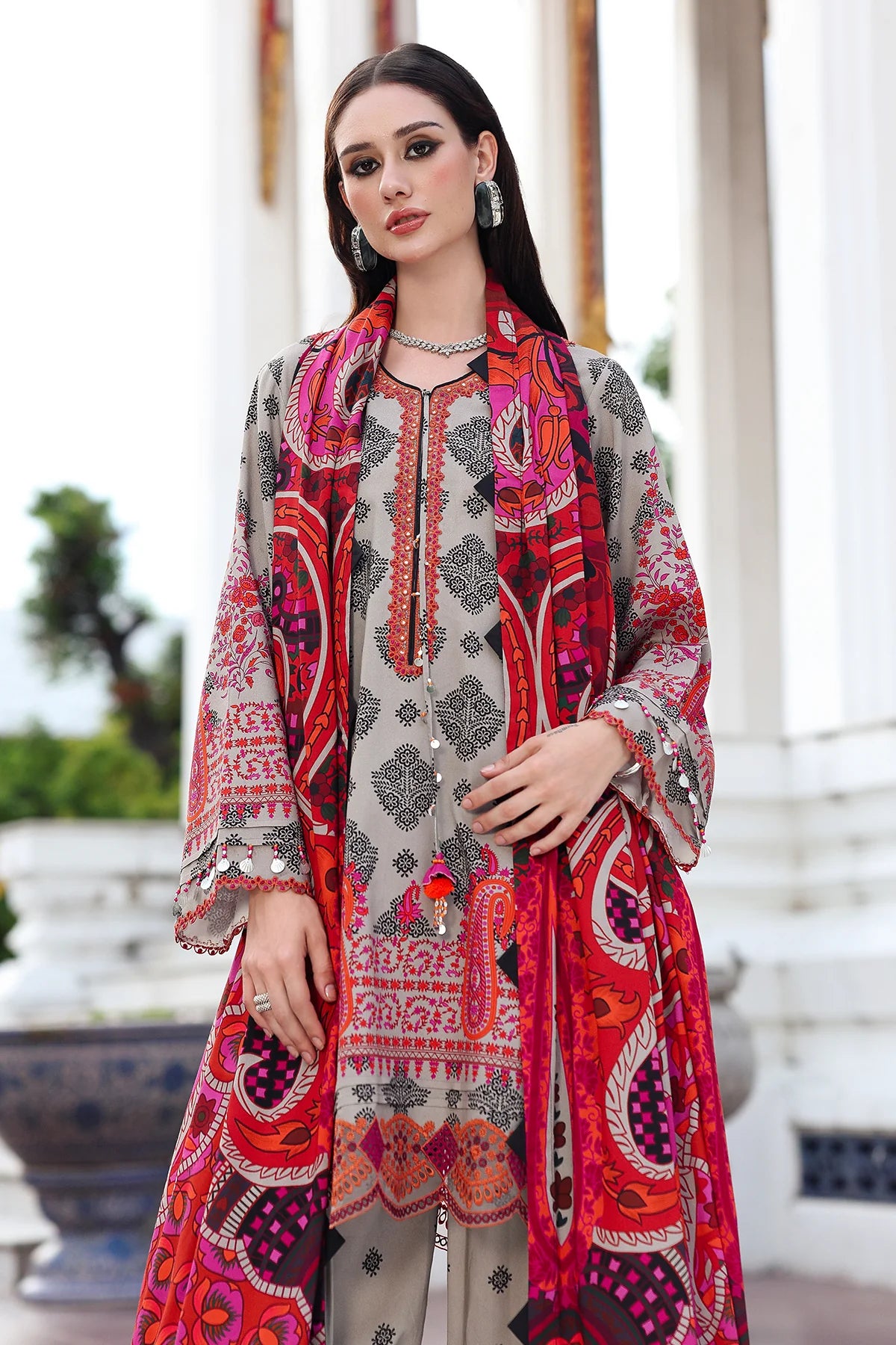 3 Piece - Charizma Khaddar Digital Printed Suit with Digital Printed Khaddar Dupatta (Unstitched)