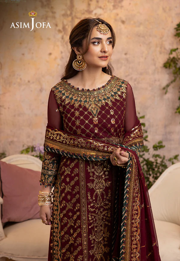 3 Piece - Asmin Jofa Chiffon Full Heavy Embroidered Suit with Heavy Embroidered Chiffon Dupatta with Chiffon Border (Unstitched)