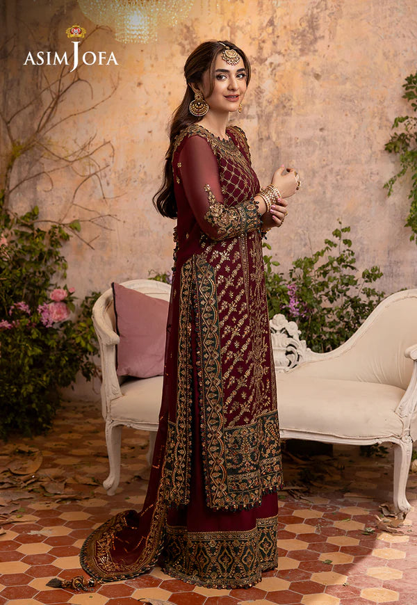3 Piece - Asmin Jofa Chiffon Full Heavy Embroidered Suit with Heavy Embroidered Chiffon Dupatta with Chiffon Border (Unstitched)
