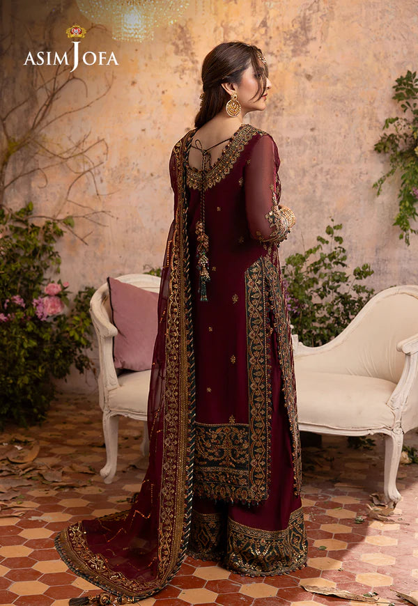 3 Piece - Asmin Jofa Chiffon Full Heavy Embroidered Suit with Heavy Embroidered Chiffon Dupatta with Chiffon Border (Unstitched)