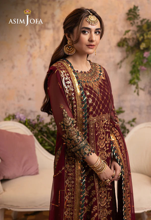 3 Piece - Asmin Jofa Chiffon Full Heavy Embroidered Suit with Heavy Embroidered Chiffon Dupatta with Chiffon Border (Unstitched)