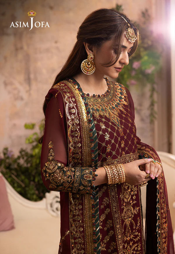 3 Piece - Asmin Jofa Chiffon Full Heavy Embroidered Suit with Heavy Embroidered Chiffon Dupatta with Chiffon Border (Unstitched)