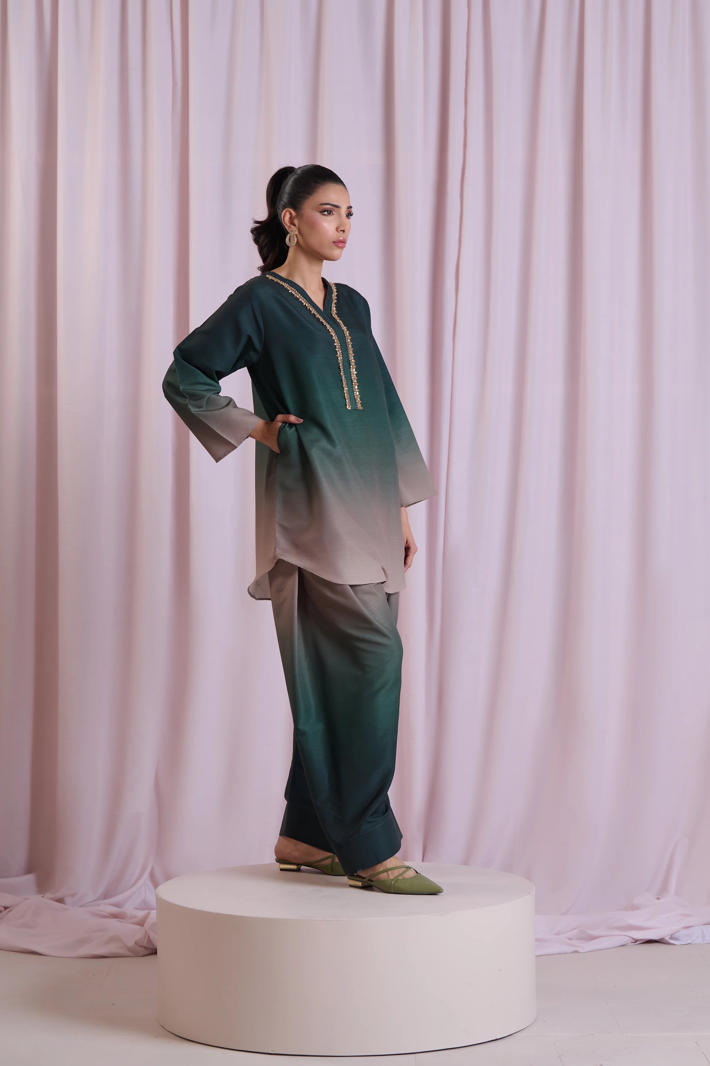 3 Piece - Shamooz Silk Suit with Digital Printed Silk Dupatta (Unstitched)