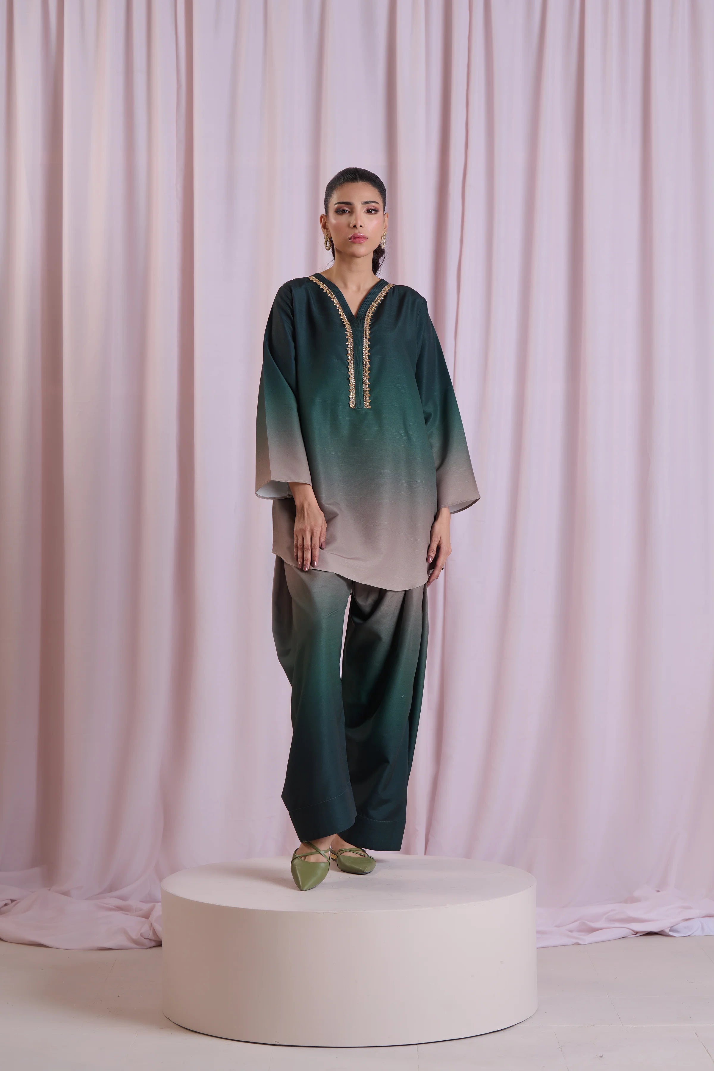 3 Piece - Shamooz Silk Suit with Digital Printed Silk Dupatta (Unstitched)