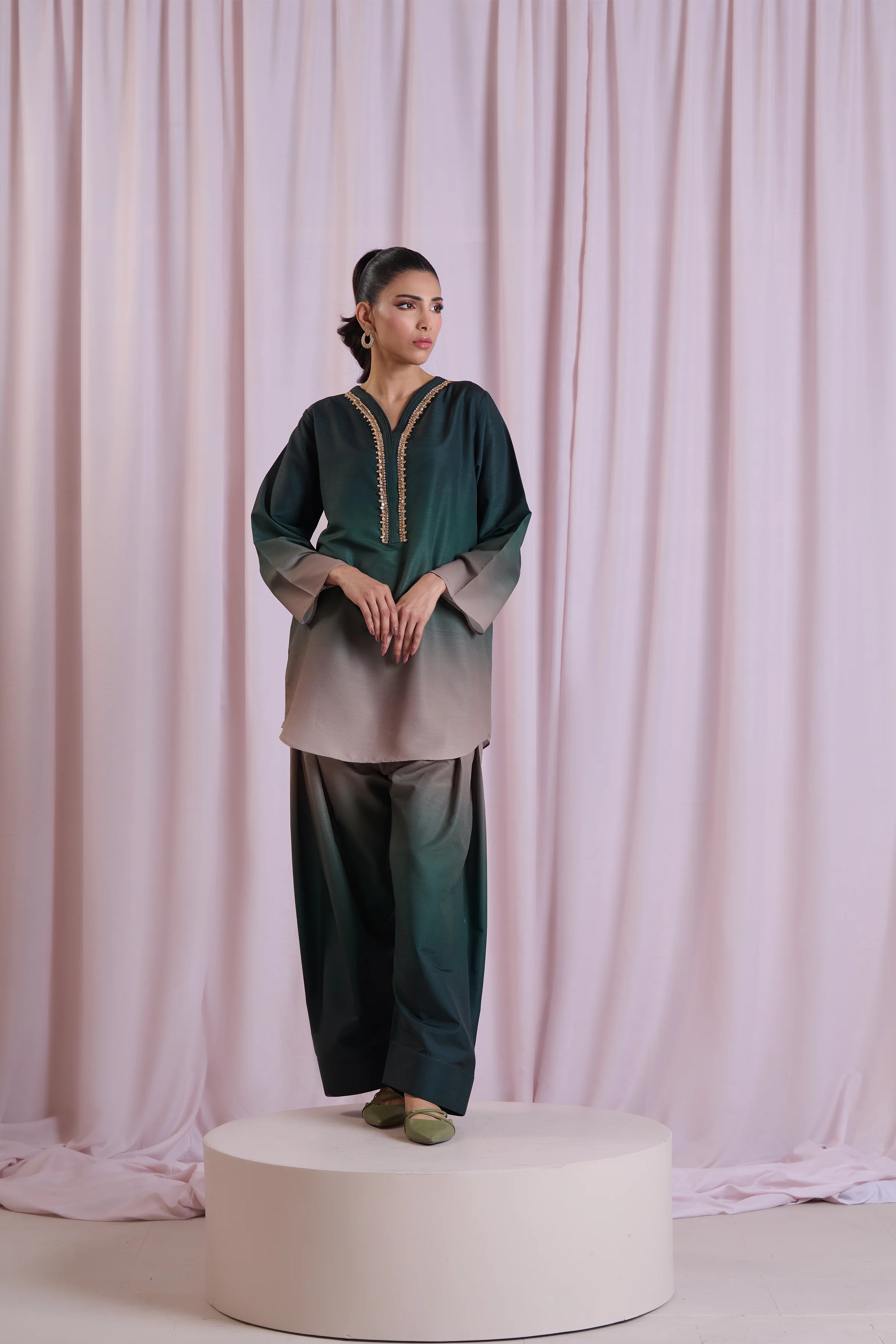 3 Piece - Shamooz Silk Suit with Digital Printed Silk Dupatta (Unstitched)