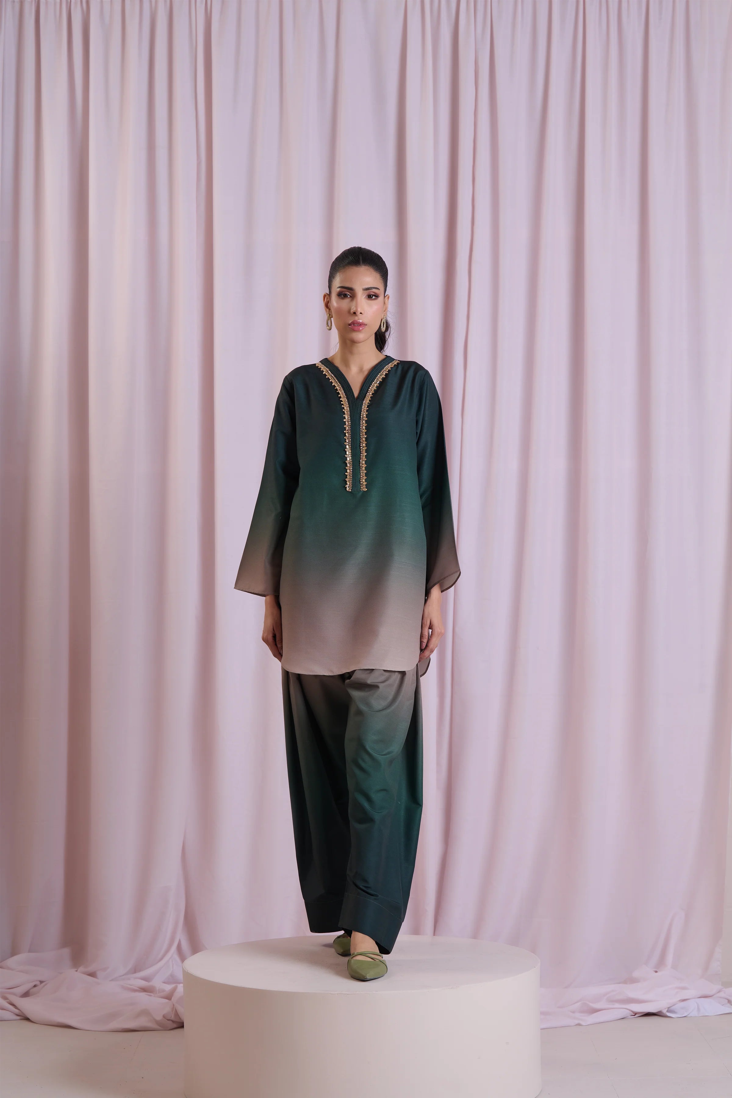 3 Piece - Shamooz Silk Suit with Digital Printed Silk Dupatta (Unstitched)