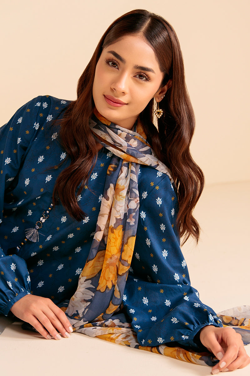 3 Piece - Cross Stitch Khaddar Digital Printed Suit with Digital Printed Khaddar Dupatta (Unstitched)