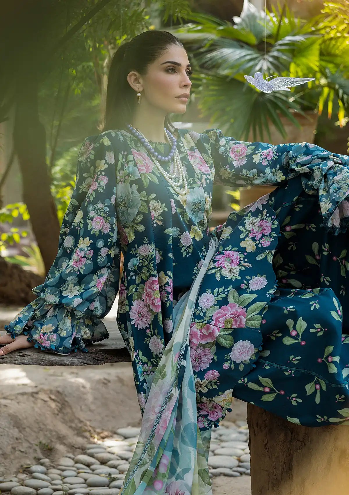 3 Piece - Linen Digital Bandoria Printed Suit with Linen Digital Bandoria Printed Dupatta (Unstitched)