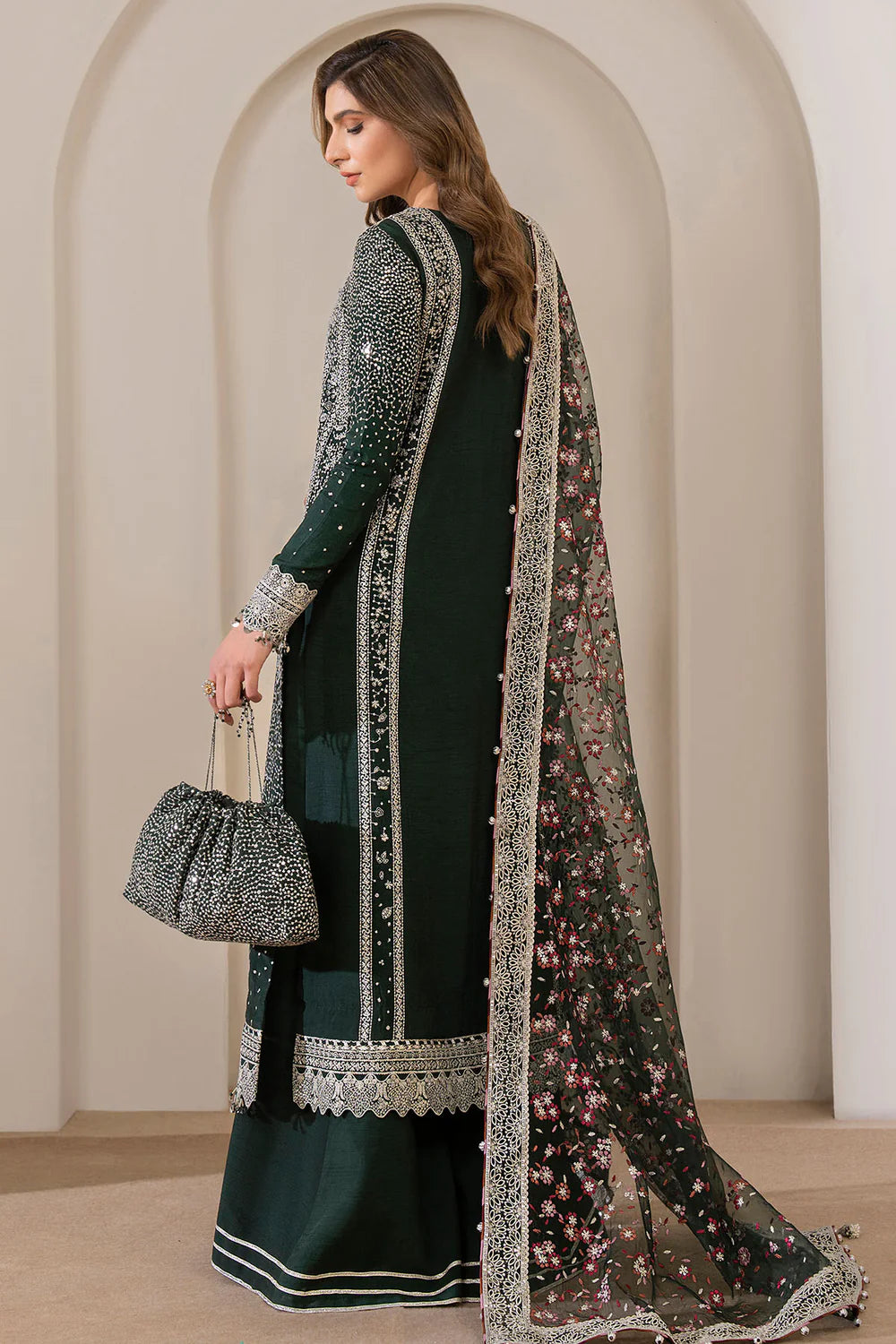 3 Piece - Net Full Heavy Embroidered Suit with Net Embroidered Dupatta(Unstitched)