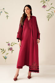 3 Piece - Baroque Dhanak Embroidered Suit with Digital Printed Dhanak Shawl (Unstitched)