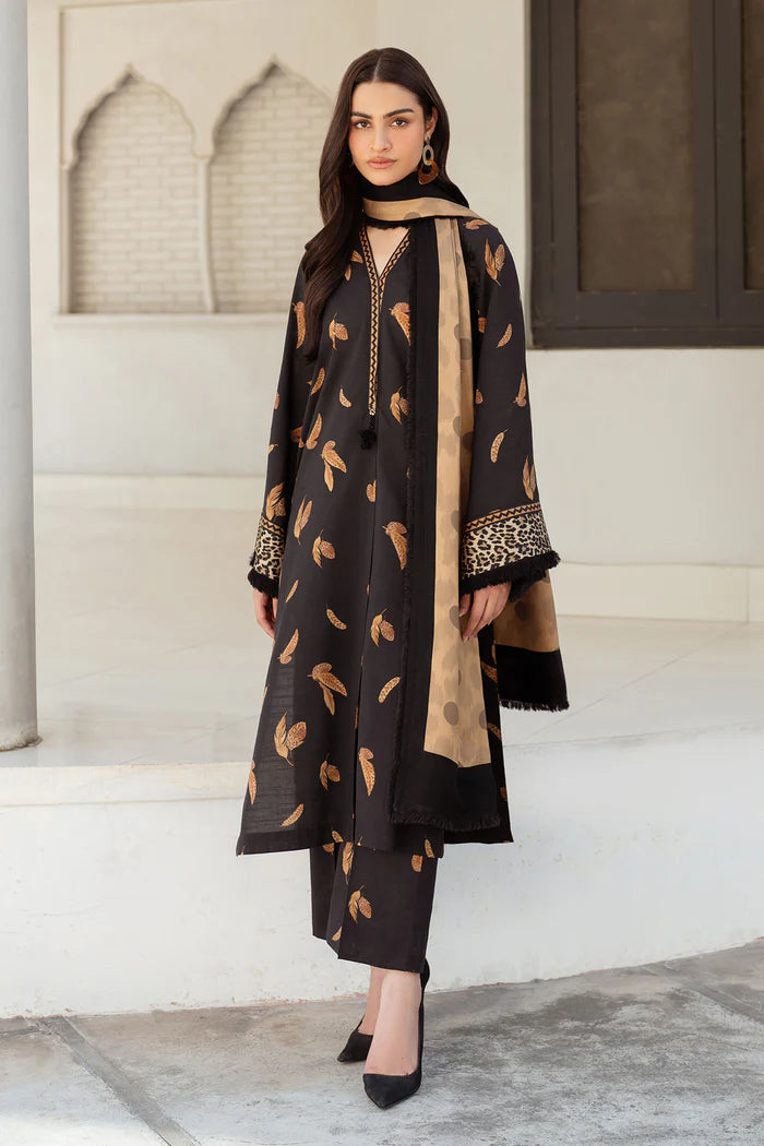 3 Piece - Baroque Karandi Digital Printed Suit with Digital Printed Karandi Dupatta (Unstitched)