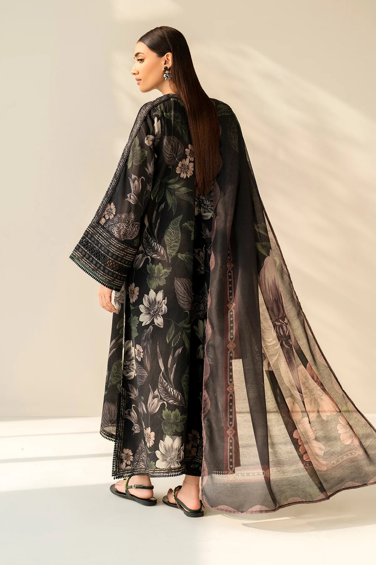 3 Piece - Baroque Khaddar Embroidered Suit with Digital Printed Khaddar Shawl (Unstitched)