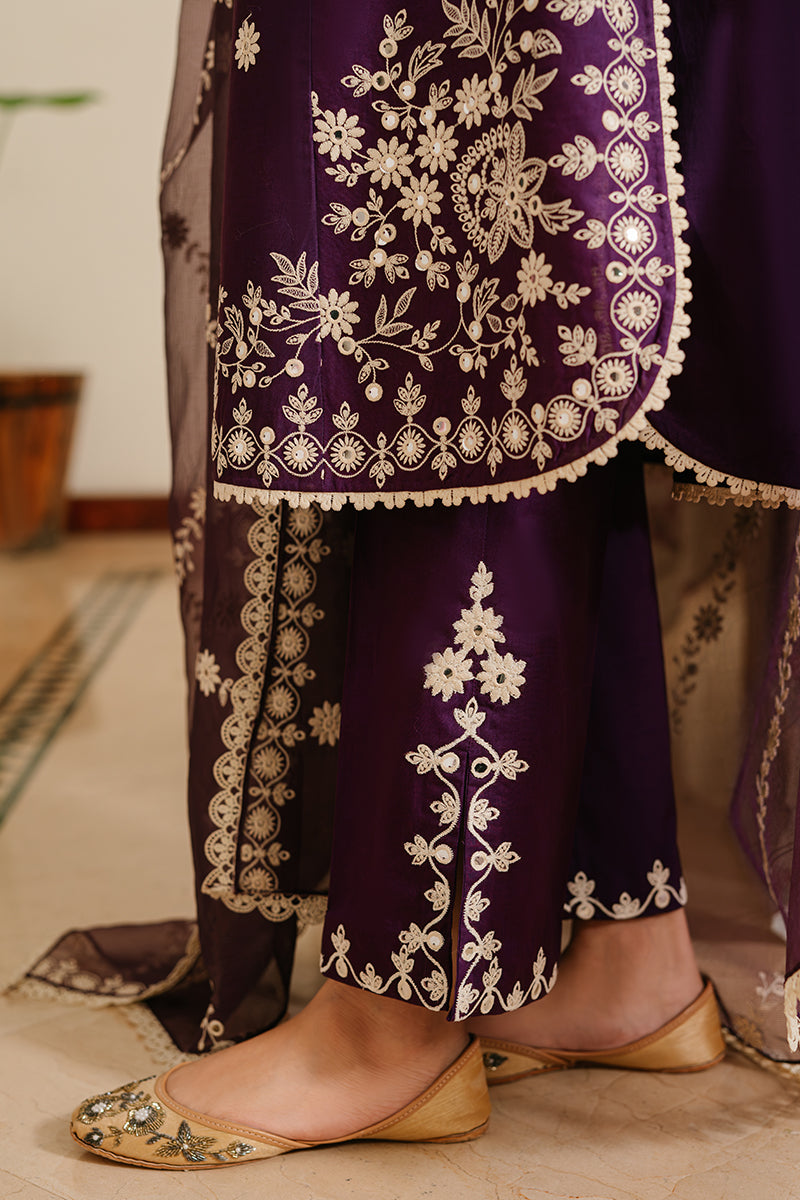 3 Piece - Dhanak Full Heavy Embroidered Suit with Full Embroidered Dhanak Shawl (Unstitched)