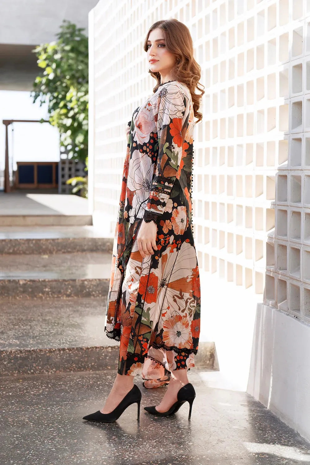 3 Piece - Baroque Khaddar Full Heavy Embroidered Suit with Digital Printed Khaddar Dupatta (Unstitched)