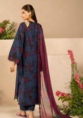 3 Piece - Iznik Linen Embroidered Suit with Embroidered Shawl (Unstitched)