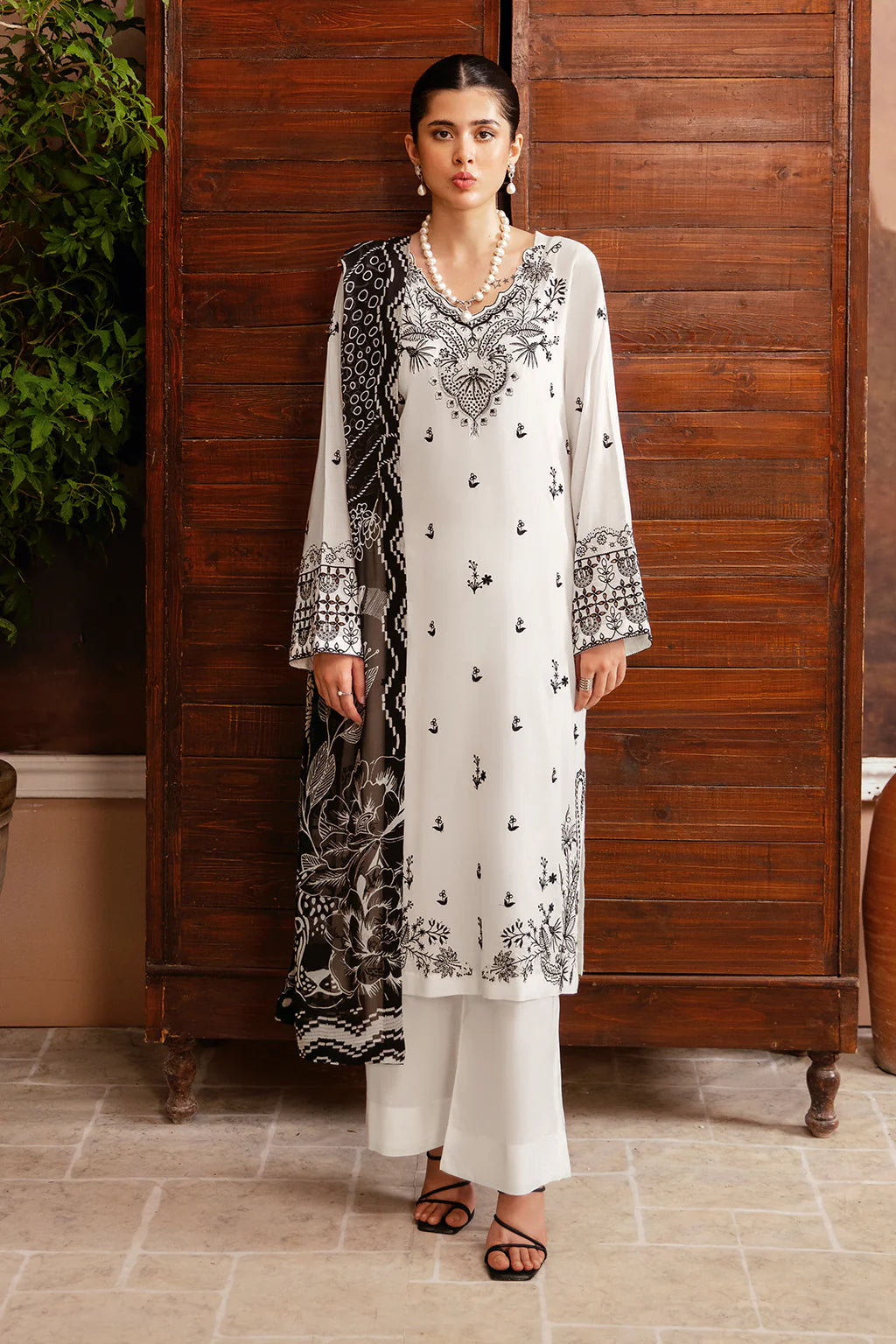 3 Piece - Dhanak Full Heavy Embroidered Suit with Digital Print Wool Shawl (Unstitched)