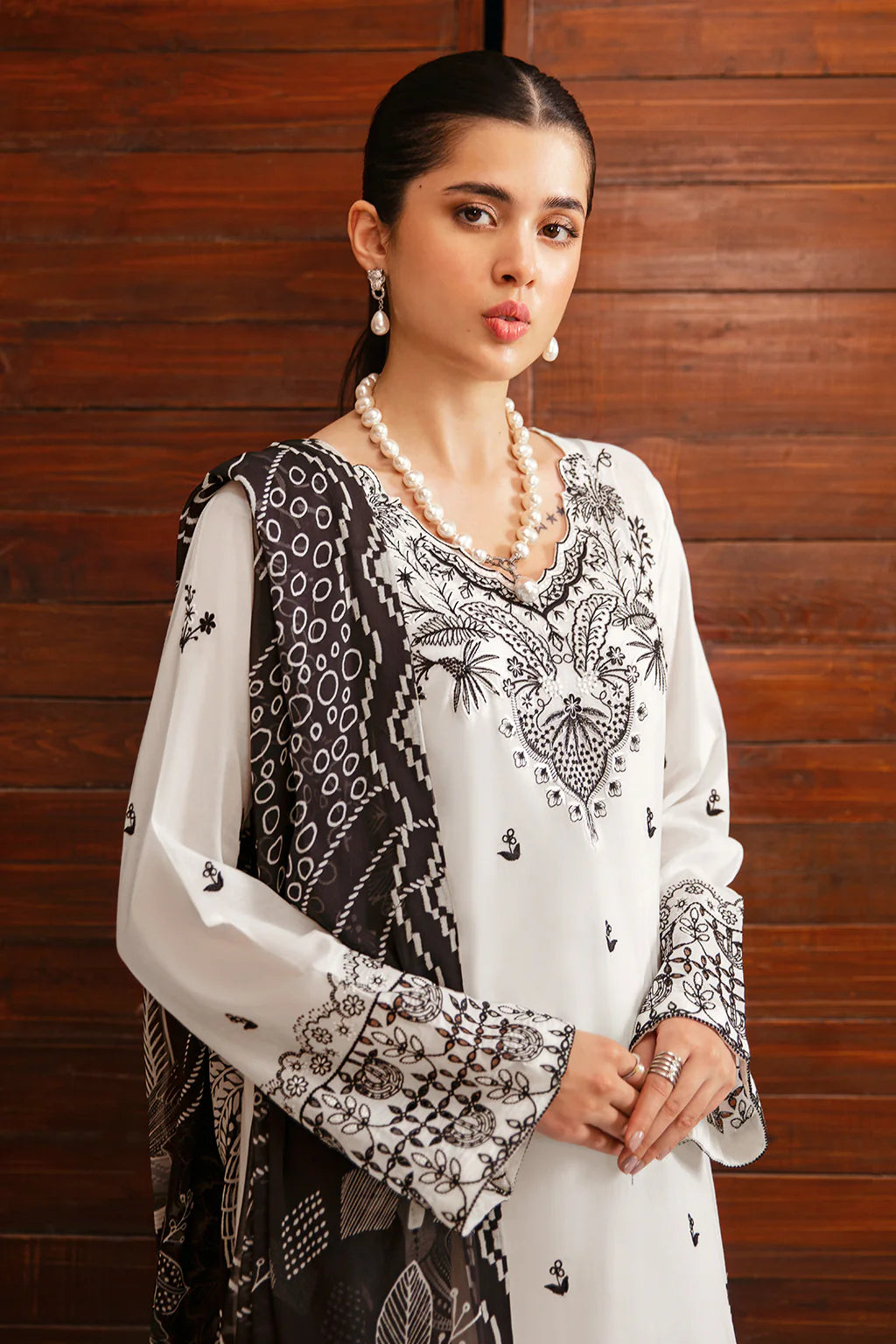 3 Piece - Dhanak Full Heavy Embroidered Suit with Digital Print Wool Shawl (Unstitched)