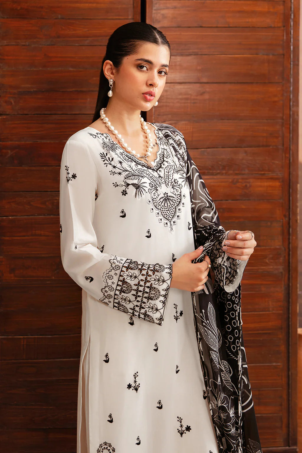 3 Piece - Dhanak Full Heavy Embroidered Suit with Digital Print Wool Shawl (Unstitched)