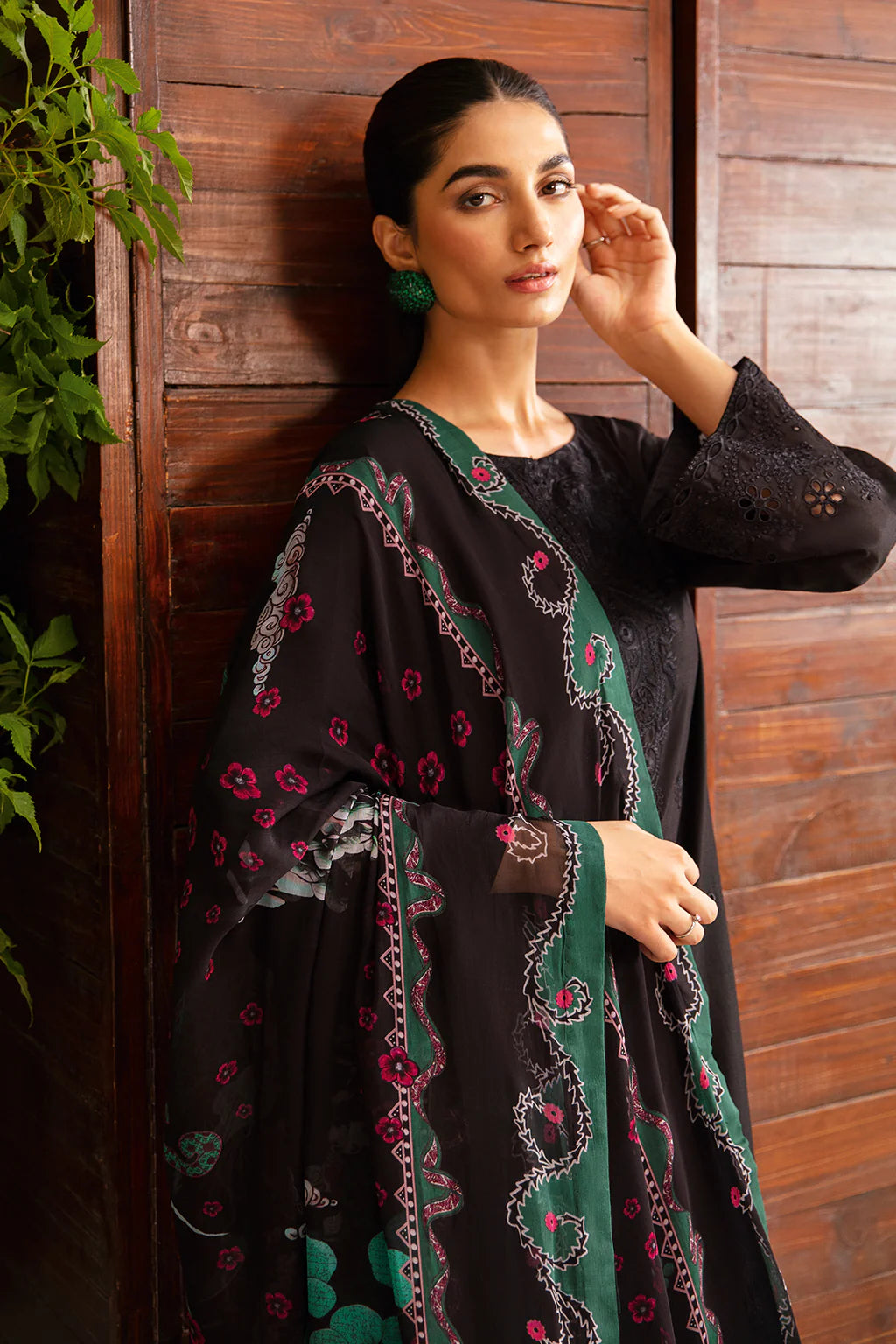3 Piece - Dhanak Full Heavy Embroidered Suit with Digital Print Wool Shawl (Unstitched)
