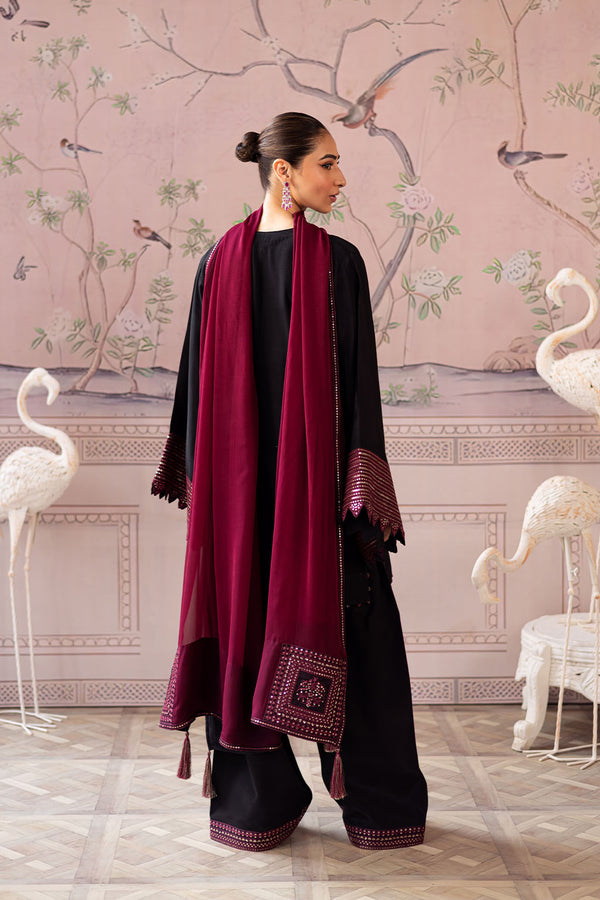 3 Piece - Dhanak Embroidered Suit with Dhanak Embroidered Shawl (Unstitched)