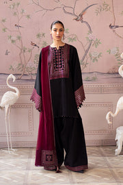 3 Piece - Dhanak Embroidered Suit with Dhanak Embroidered Shawl (Unstitched)