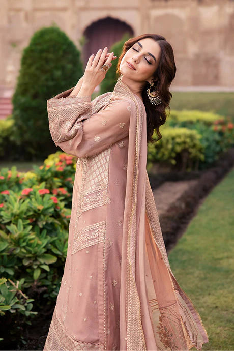 3 Piece - Dhanak Embroidered Suit with Dhanak Embroidered Shawl (Unstitched)