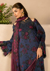 3 Piece - Iznik Linen Embroidered Suit with Embroidered Shawl (Unstitched)