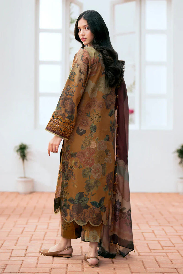 3 Piece - Baroque Khaddar Full Heavy Embroidered Suit with Digital Printed Khaddar Dupatta (Unstitched)