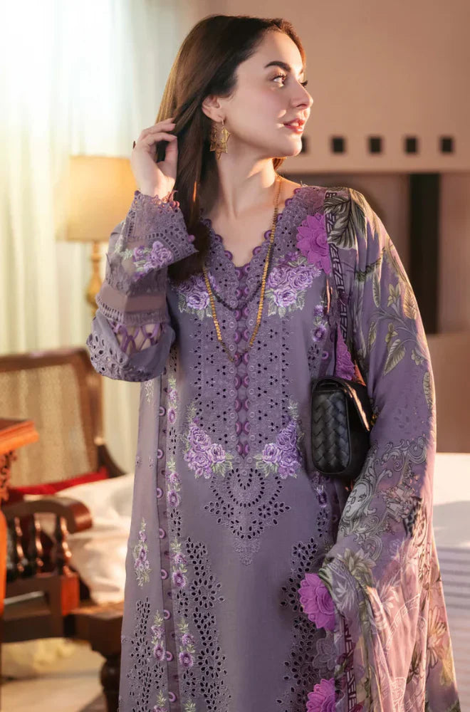 3 Piece - Dhanak Boring Style Embroidered Suit with Zari Pashmina Shawl (Unstitched)