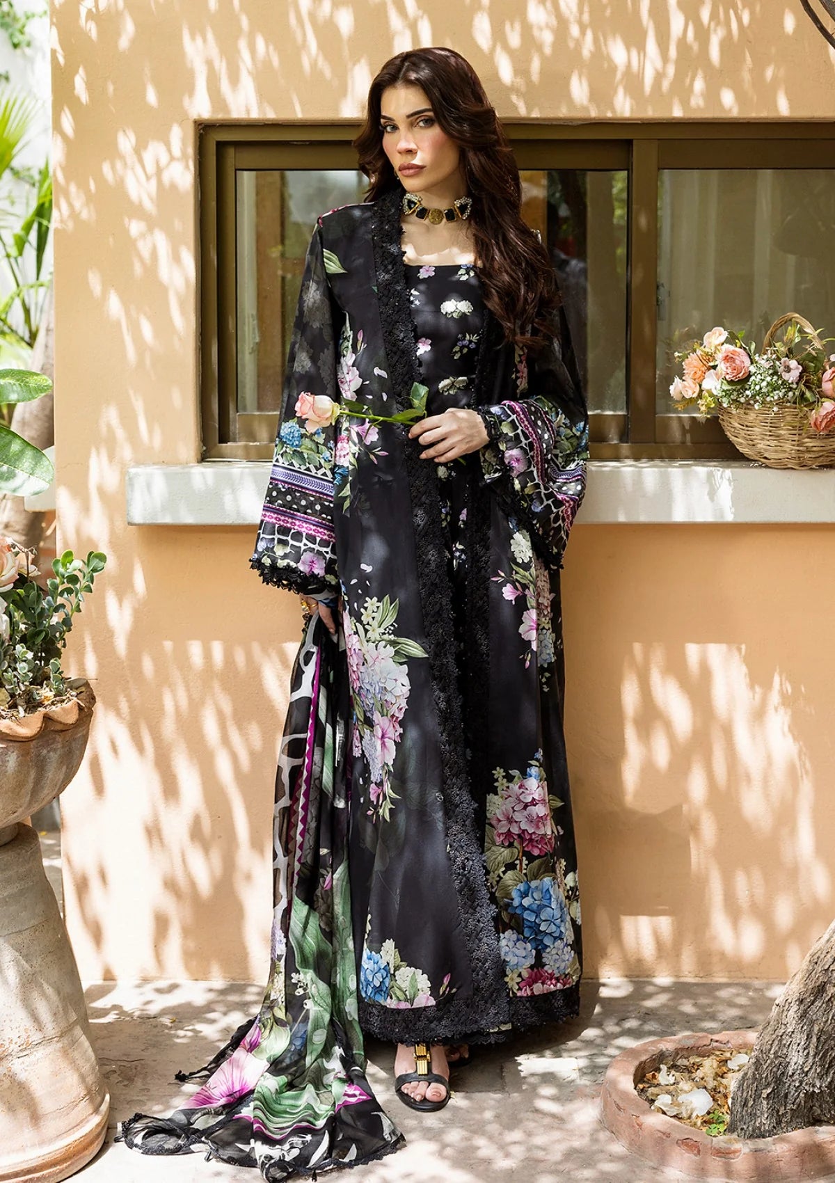 3 Piece - Linen Digital Bandoria Printed Suit with Linen Digital Bandoria Printed Dupatta (Unstitched)