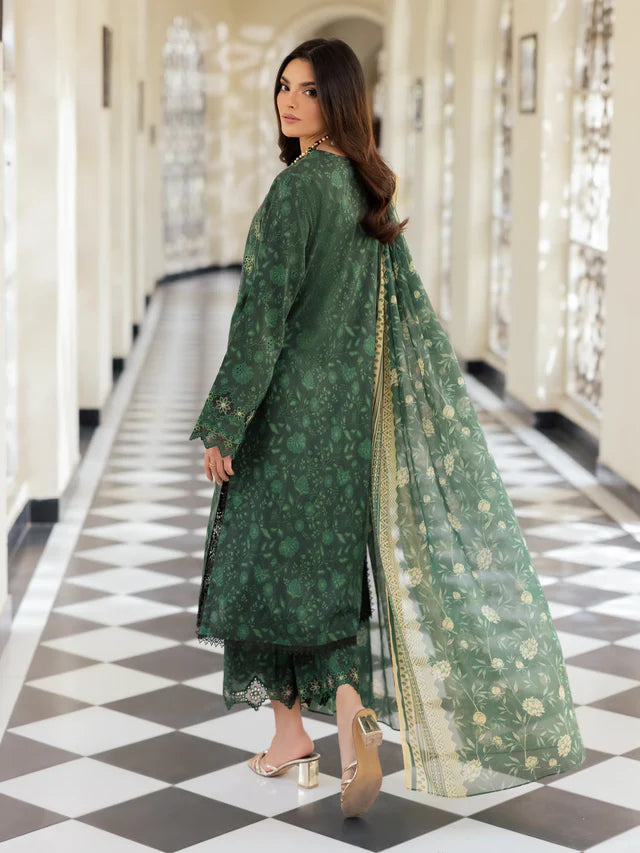 3 Piece - Edenrobe Dhanak Embroidered Suit with Dhanak Printed Dupatta (Unstitched)