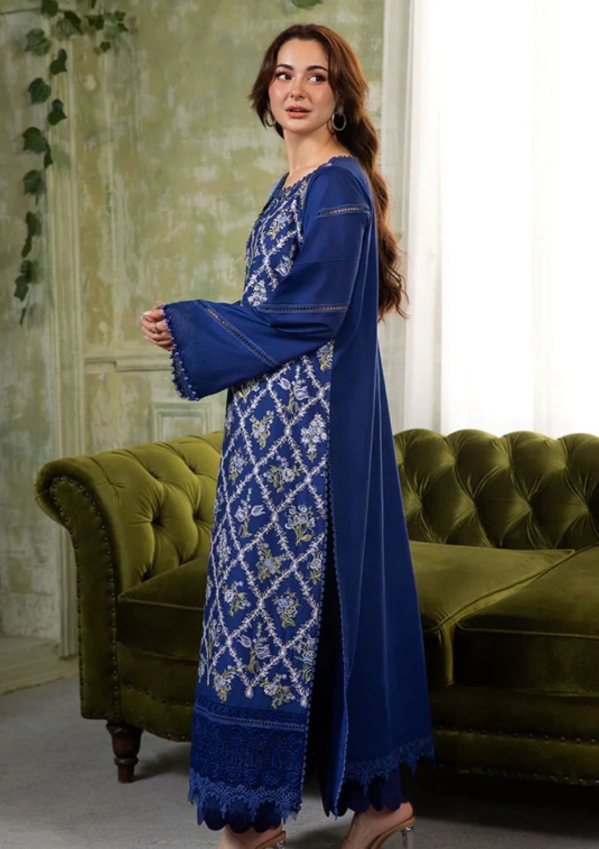 3 Piece - Dhanak Full Heavy Embroidered Suit with Digital Print Wool Shawl(Unstitched)