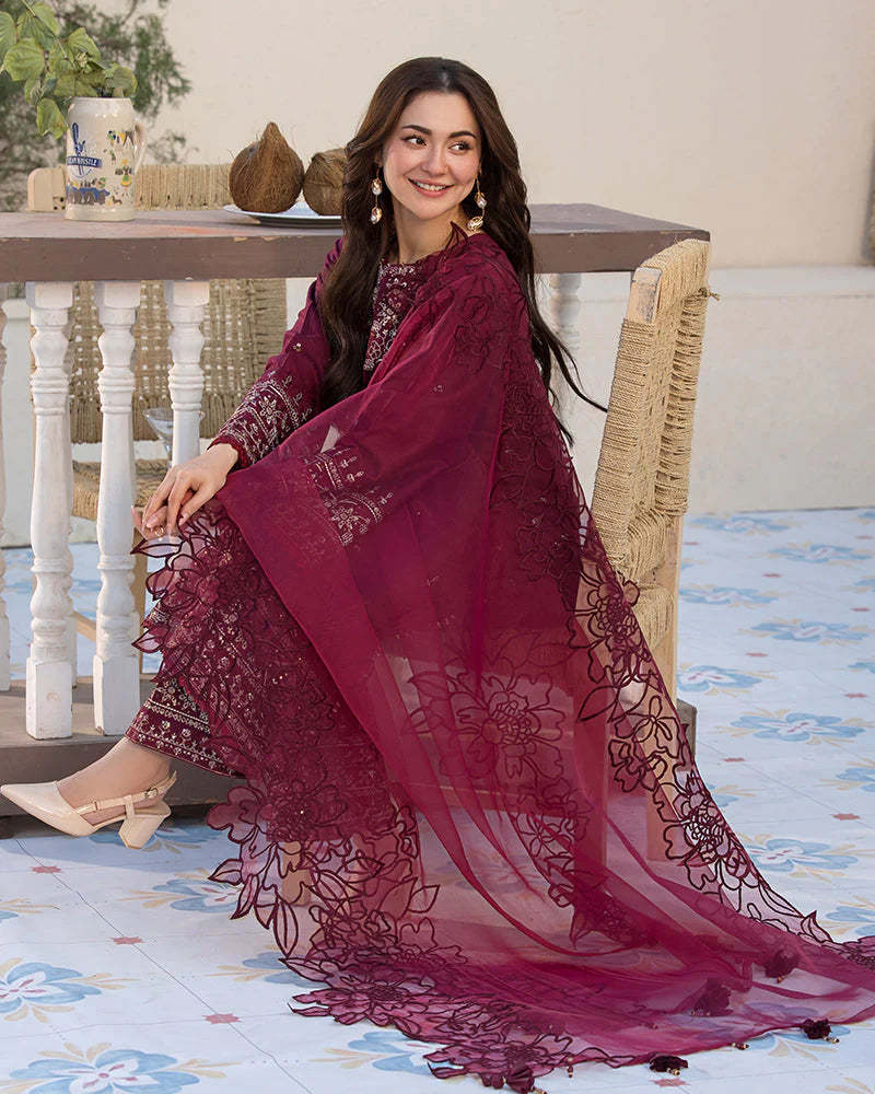 3 Piece - Qalamkar Dhanak Embroidered Suit with Heavy Embroidered Shawl (Unstitched)