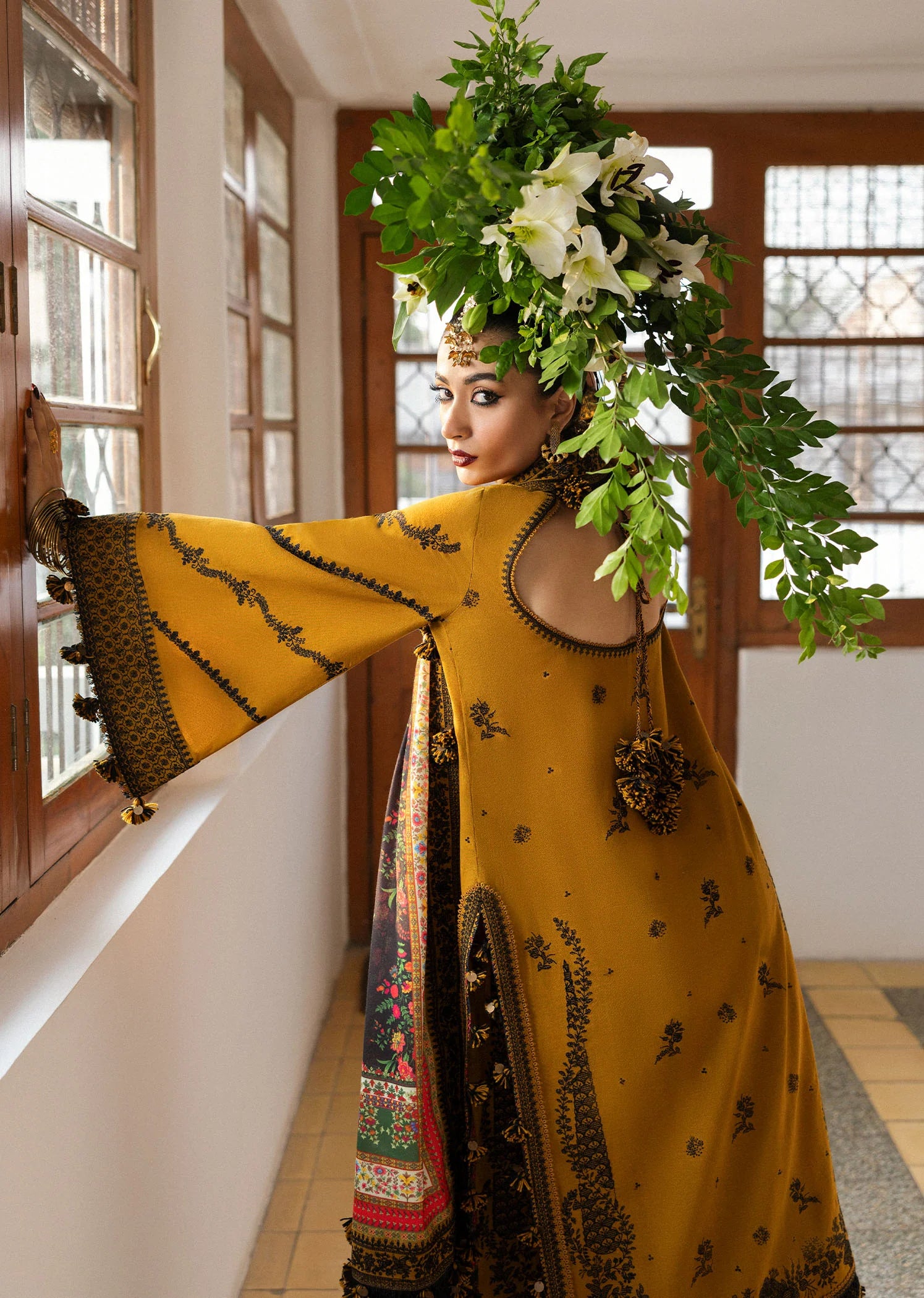 3 Piece - Hussain Rehar Dhanak Embroidered Suit with Wool Digital Printed Shawl (Unstitched)