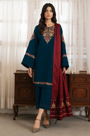 3 Piece - Jazmin Dhanak Full Heavy Embroidered Suit with Full Heavy Embroidered Shawl (Unstitched)