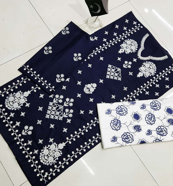 3 Piece - Lawn Full Heavy Embroidered Suit with Lawn Dupatta (UnStitched)