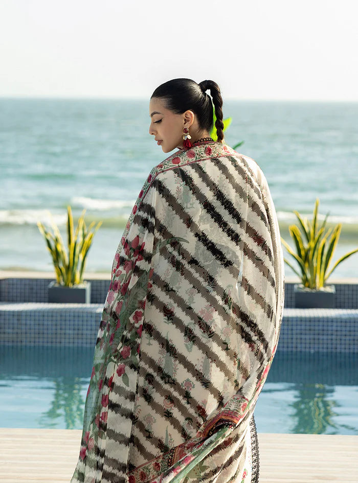 3 Piece - Shamoz Silk Embroidered Digital Printed Suit with Digital Printed Shamoz Silk Dupatta (Unstitched)