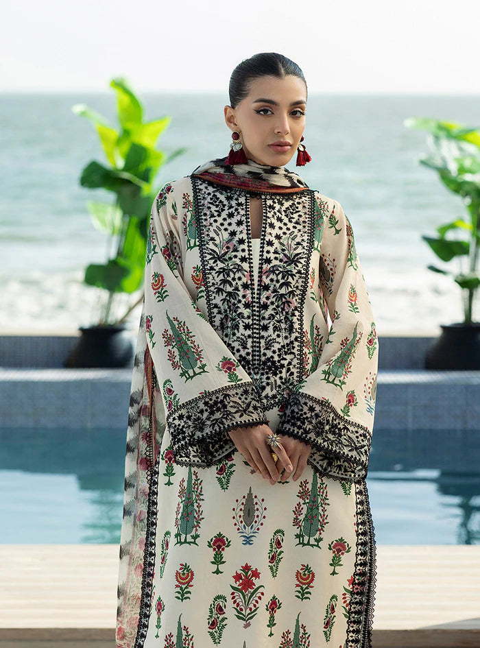 3 Piece - Shamoz Silk Embroidered Digital Printed Suit with Digital Printed Shamoz Silk Dupatta (Unstitched)