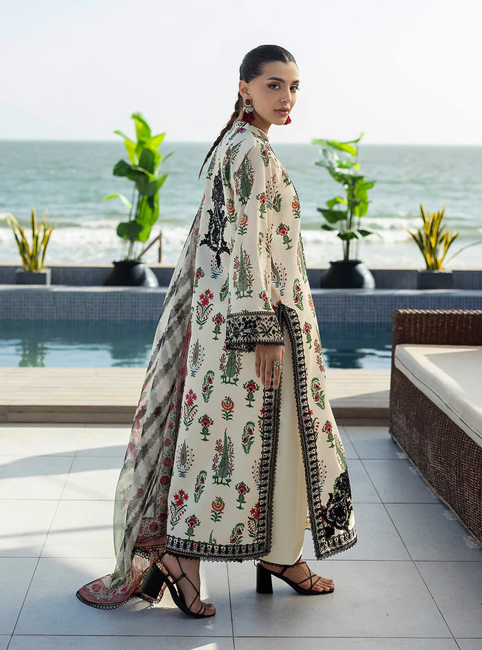 3 Piece - Shamoz Silk Embroidered Digital Printed Suit with Digital Printed Shamoz Silk Dupatta (Unstitched)